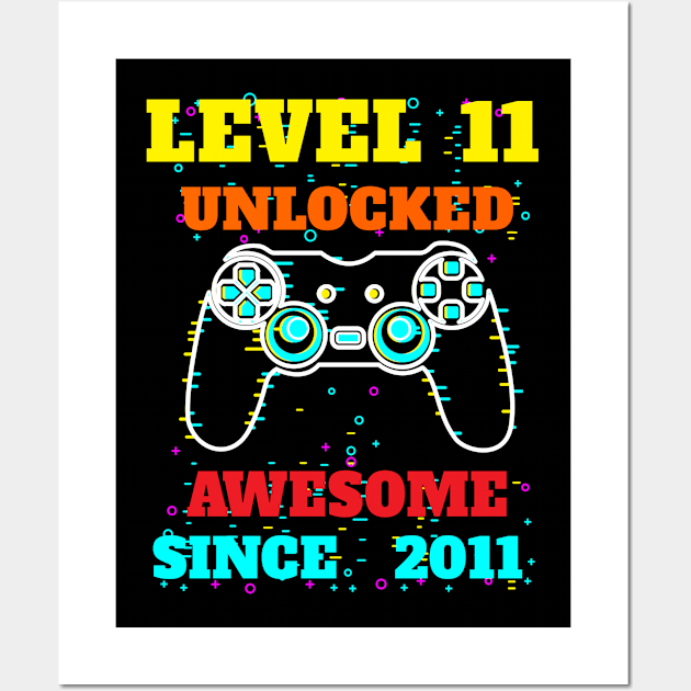 Level 11 Unlocked Awesome Since 2011 Gaming Lover Wall Art by Ever Heart Collection